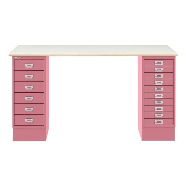 Bisley Schreibtisch »MultiRange« plywood Platte mit 16 Schubladen pink, 140x74x60 cm Image