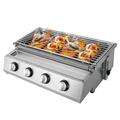Miumaeov 4-Burner BBQ Propane Gas Grill 21.9 Inch Stainless Steel Barbecue Camping Grill Portable Small Propane Grill Detachable BBQ Gas Grill Griddle Silver Patio Smokeless Grill with Steel Hood