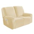 DONGPAI Recliner Slipcover 6 Pieces Stretch Velvet Reclining Sofa Cover 2 Seater Love Seat Recliner Couch Cover Soft Washable Furniture Cover
