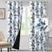 Fashnice Darkening Drapes Energy Efficient Windows Curtains Thermal Insulated Classic Blackout Window Curtain Grommet Privacy Floral Print Thick Anti-rust Gray Blue 2Pc-W:52 x H:84