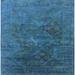 Ahgly Company Indoor Square Mid-Century Modern Blue Ivy Blue Oriental Area Rugs 5 Square