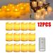 TOPCHANCES 12Pack Remote Control Flameless LED Votive Candles 1.6 x1.5 Battery Operated Tea Light Electric Fake Candles for Wedding Festival Decoration (Yellow Flash)