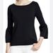J. Crew Tops | J Crew Bell Sleeve Top Women's Small Black Solid Cotton Boatneck | Color: Black | Size: S