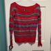 American Eagle Outfitters Sweaters | American Eagle Outfitters Holiday Sweater Off The Shoulder | Color: Blue/Red | Size: M