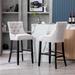 Carter 29" Linen Fabric Tufted Upholstered Bar Stool (Set of 2) - N/A