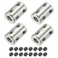 Uxcell Shaft Coupler Connector L22 x D14 6mm to 6mm Bore Stainless Steel Rigid Coupling w Screw Silver 4Pack