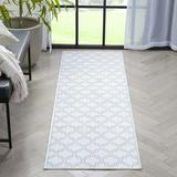 Well Woven Moroccan Trellis 2 3 x 7 3 Runner Rug Ivory & Dark Blue