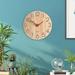 30cm Round Modern Wooden Wall Clock Silent Art Battery Powered Wall Hanging Clocks Living Room Office Decorative Ornament - With Leaves
