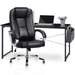 MoNiBloom Home Office Desk & Chair Set High Back Executive Chair with Protect Floor Mat and Simple Laptop Table Black