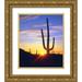 Talbot Frank Christopher 20x23 Gold Ornate Wood Framed with Double Matting Museum Art Print Titled - USA Arizona A saguaro cactus at sunset