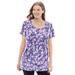 Plus Size Women's Perfect Printed Short-Sleeve Scoopneck Tee by Woman Within in Soft Iris Blossom Vine (Size L) Shirt