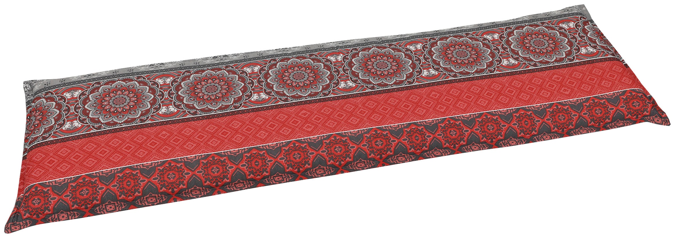 Bankauflage GO-DE, rot (rot, grau), B:148cm H:6cm T:45cm, Bezug: 65% Polyester, 35% Baumwolle, Polsterauflagen, Bankauflage