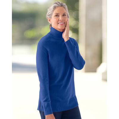 Appleseeds Women's Spindrift Mock Neck Sweater - Blue - PXL - Petite
