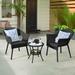 Highland Dunes Luxton Stacking Patio Dining Armchair Wicker/Rattan in Black | 32 H x 26 W x 26.4 D in | Wayfair BB189F88AE334642AA0026DB50380791