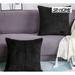 SR-HOME Set Of 2 Soft Plush Velvet Big Striped Corduroy Solid Decorative Throw Pillow Covers Velvet in Black | 18 H x 18 W in | Wayfair