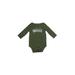 Cat & Jack Long Sleeve Onesie: Green Graphic Bottoms - Size 0-3 Month