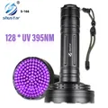 Lampe de poche UV avec 128 led 395nm lampe torche Ultra violette détecteur de lumière noire pour