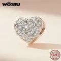 WOSTU – Bracelet et collier en argent Sterling 925 avec cœur de Rose entièrement en Zircon pour