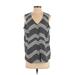 Banana Republic Factory Store Sleeveless Blouse: Plunge Covered Shoulder Black Chevron/Herringbone Tops - Women's Size Small