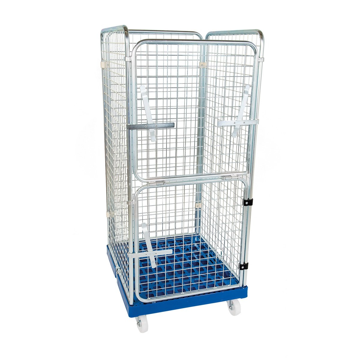 Rollbehälter ADB 1460 KU blau, 724 x 815 mm, 4-seitig, Vorderwand klappbar, Cr 3 Image