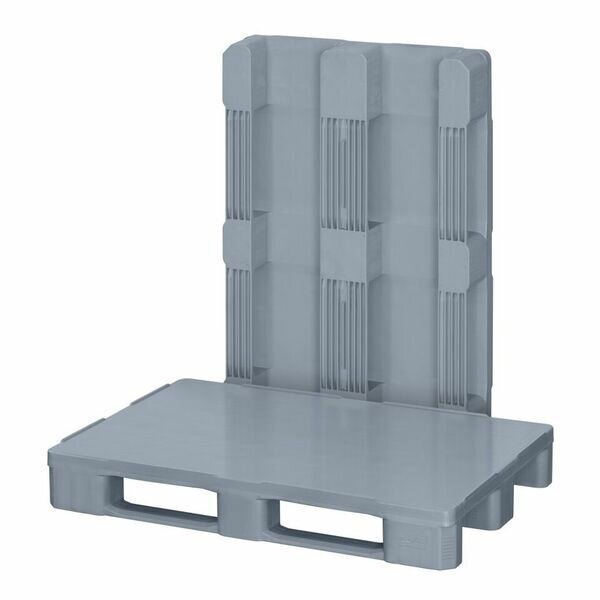 Hygienische Kunststoffpalette hellgrau auf 3 Kufen | dyn. Traglast: 1.500 kg Image
