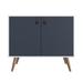 Manhattan Comfort Amber Accent Cabinet with Faux Leather Handles in Blue and Nature