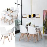 Set of 4 Dining Chairs PU Leather Solid Wood Beech Legs