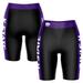 Women's Black/Purple Kansas State Wildcats Plus Size Striped Design Bike Shorts