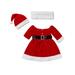 uukiA 6-24 Months And 2-5 Years Baby Girl Christmas Wool Collar A-line Dress Fur Scarf And Hat Outfit Suit