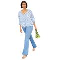 Plus Size Women's Pintuck Shirt by Soft Focus in Blue Coast Plaid (Size 30 W)