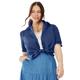 Plus Size Women's Button Front Denim Shirt by Soft Focus in Medium Stonewash (Size 28 W)