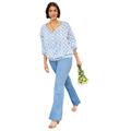 Plus Size Women's Pintuck Shirt by Soft Focus in Blue Coast Plaid (Size 22 W)