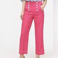 J. Crew Pants & Jumpsuits | J. Crew Peyton Sailor Pant In Stretch Linen Soft Fuchsia Size 4 | Color: Pink/White | Size: 4