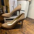 Michael Kors Shoes | Michael Michael Kors Tan Patent Leather Round Toe Heels Size 8.5 W | Color: Tan | Size: 8.5 W