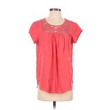 Liz Claiborne Short Sleeve Blouse: Red Tops - Women's Size Small