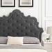 Arabella Button-Tufted Performance Velvet Headboard by Modway Upholstered/Velvet in Gray/Black | 68.5 H x 45 W x 3 D in | Wayfair MOD-6562-CHA