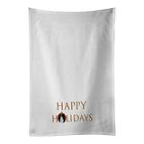 The Holiday Aisle® Cavalier King Charles Spaniel Tricolor #1 Happy Holidays White Kitchen Towel Cotton in Gray | 28 H x 20 W in | Wayfair