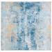 Blue/White 79 x 79 x 0.22 in Indoor Area Rug - 17 Stories Sequoia 100 Area Rug In Ivory Blue/Gold Polyester | 79 H x 79 W x 0.22 D in | Wayfair