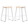 LeisureMod Melrose Modern Wood Counter Stool With Chrome Frame Set of 2 in Natural - LeisureMod MS26NW2