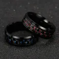 Bagues en acier au titane pour hommes matiques en fibre de carbone noire bague rouge et bleue