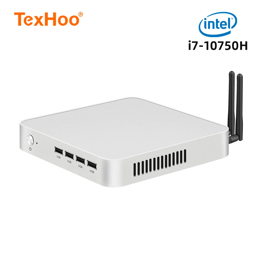 TexHoo-Mini PC Windows 11 Pro, Intel Core i7 10750H, i5 12450H, CPU, Deskmedicents, Unité système Office, ITX, DDR4, NVMe, WiFi6, Nouveau