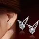 Boucles d'oreilles à motif d'aile d'angle pour femmes clous d'oreilles en argent plaqué et strass