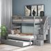 Stairway Twin Over Twin/Full Bunk Bed with Twin Trundle & Drawers, Wooden Bedframe for Kids Teens Bedroom, No Box Spring Needed