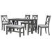 6-Piece Wood Dining Room Set Foldable Table with 4 Chairs and Bench