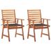 walmeck Patio Dining Chairs 2 pcs with Cushions Solid Acacia Wood