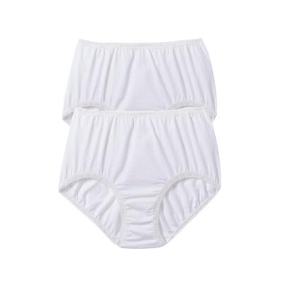 Plus Size Women's Cotton Spandex Lace Detail Brief 2-Pack by Comfort Choice in White Pack (Size 12)