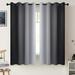 CUH 1-Piece Eyelet Ring Top Grommet Blackout Window Curtain Thermal Insulated Room Darkening Curtain Gradient Color Window Drape For Living Room Bedroom Dark Grey W:54 x L:63
