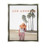 Stupell Industries Trendy Summer Girl Los Angeles Scenery Graphic Art Luster Gray Floating Framed Canvas Print Wall Art Design by Amelia Noyes