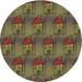 Ahgly Company Machine Washable Indoor Round Transitional Hazel Green Area Rugs 7 Round