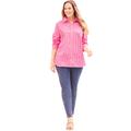 Plus Size Women's Liz&Me® Buttonfront Shirt by Liz&Me in Pink Burst Gingham (Size 3X)